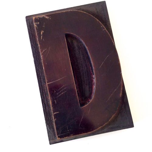Letter D Big 6&#034; Wood Letterpress Type Font Printer&#039;s Block Rare Size Initial