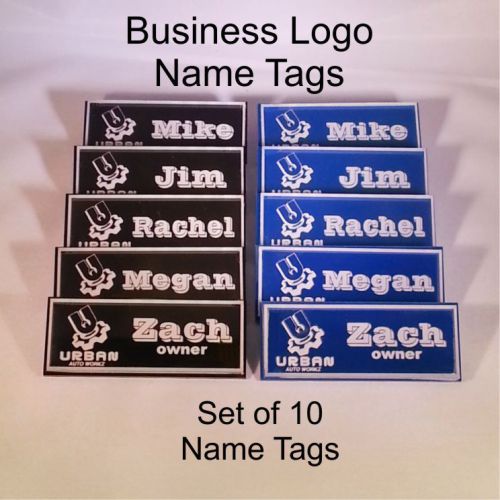 10 Acrylic Business Name Tags with Company Logo, set10 Engraved Name Tags Custom