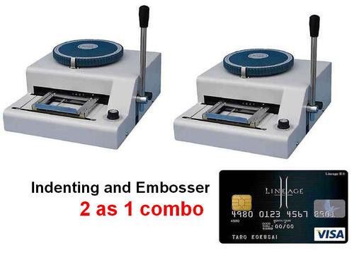 Pvc card indentor / indent machine +embosser 2in1 80lett embossing indenting new for sale