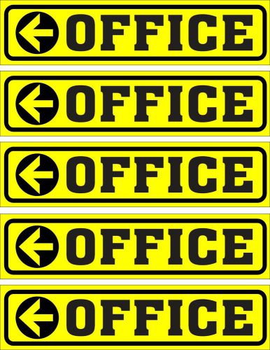 LOT OF 5 GLOSSY STICKERS, OFFICE WHIT LEFT ARROW, FOR INDOOR OR OUTDOOR USE