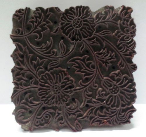 VINTAGE WOODEN HAND CARVED TEXTILE PRINTING ON FABRIC BLOCK STAMP HOME DECOR 101