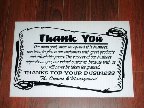 General business sign: thank you for your business for sale