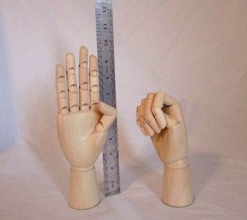 MANNEQUIN UNFINISHED WOOD DISPLAY HAND W/ ADJ. FINGERS 10&#034;