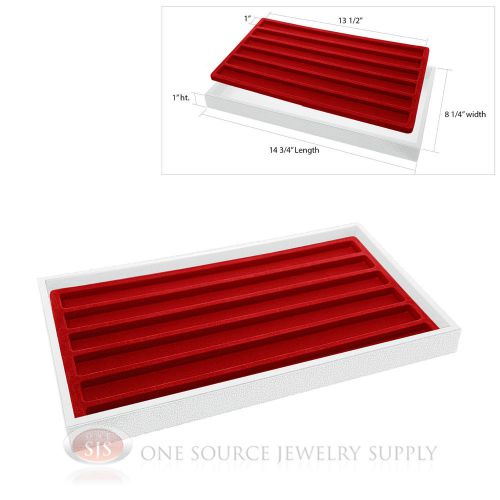 White Plastic Display Tray 6 Red Slot Liner Insert Organizer Storage