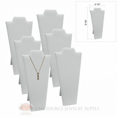(6) White Velvet 8 7/8&#034; Padded Pendant Necklace Display Easel Neckform Stand