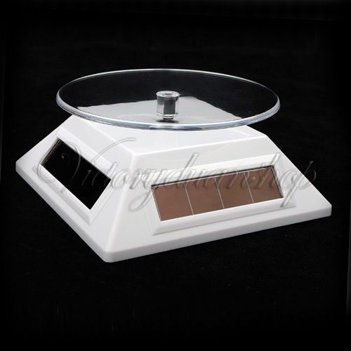 Watch Jewelry Solar Powered Rotating Rotary Display Stand Turntable Plate White