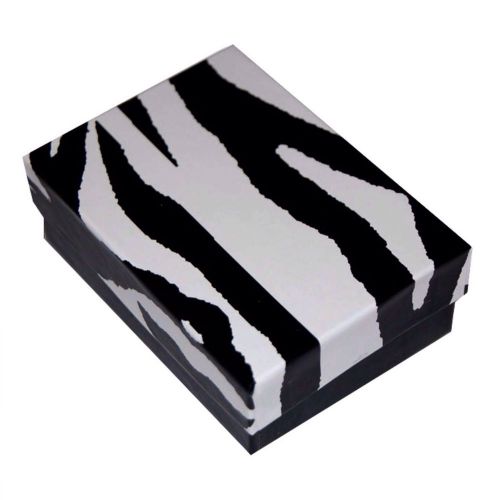 10 Zebra  Jewelry Cotton filled Gift Boxes, Black and White Party boxes 3x2x1