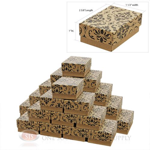 25 damask print cotton filled jewelry gift boxes  2 5/8&#034; x 1 1/2&#034; for sale