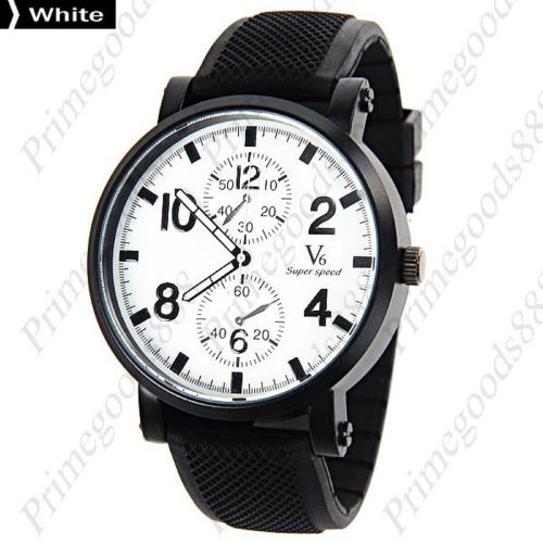 V6 Quartz Sub Dial Super Speed Black Face  Men&#039;s Wristwatch Free Shipping White