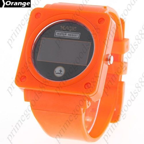 Touch Screen Unisex LED Digital Wrist watch Date Display  Orange Free Shipping