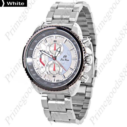 Stainless Steel Band Quartz Men&#039;s Wrist Quartz Wristwatch Free Shipping in White