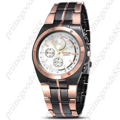 Luxury Golden Sub Dials Wristwatch Quartz Analog Wrist Men&#039;s Gold Face Black