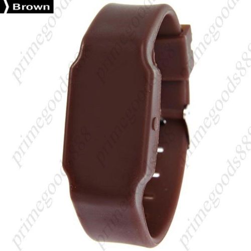 LED Unisex Wrist Watch Silica Gel Band in Brown Free Shipping WristWatch