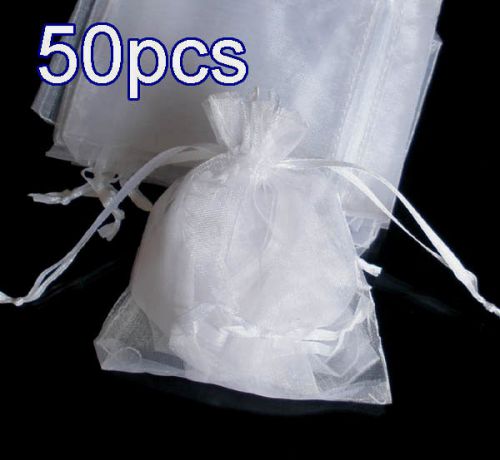 50x Solid Ivory Organza Bag Pouch for Wedding Xmas New Year Gift 7x9cm(2.7x3.5&#034;)
