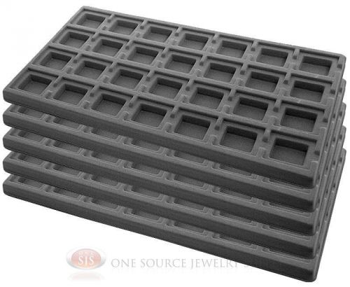 5 Gray Insert Tray Liners W/ 28 Compartments Drawer Organizer Jewelry Displays