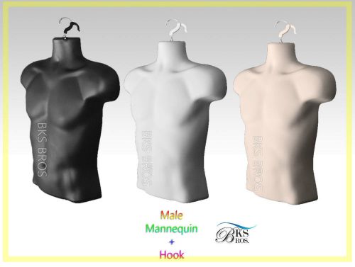 White Black Flesh 3 Male Hanging Mannequin Man Men Torso Body Dress Form Display