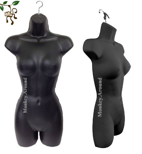 Black Female Women MANNEQUIN Long Torso Body Display Dress Form Shirt Clothing