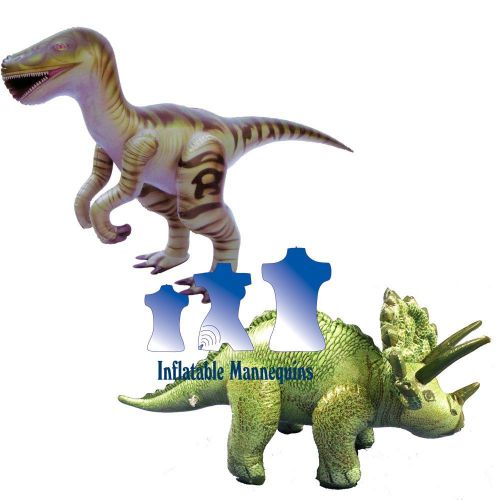 Inflatable Velociraptor and Triceratops