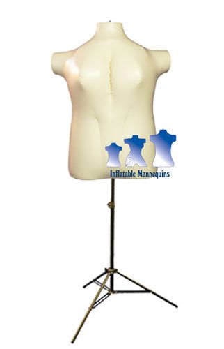 Inflatable Female Torso, Plus Size 2X, Ivory and MS12 Stand