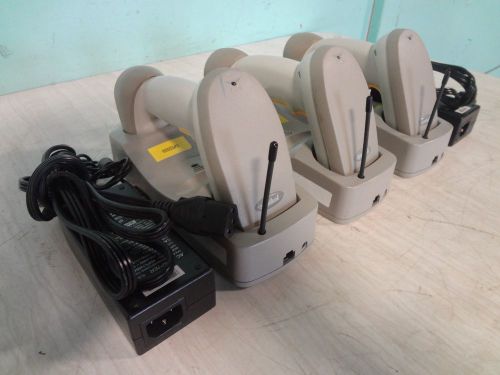 H.D. COMMERCIAL LOT OF 3 &#034;SYMBOL&#034; WIRELESS BARCODE SCANNER GUN W/CHARGING DOCK