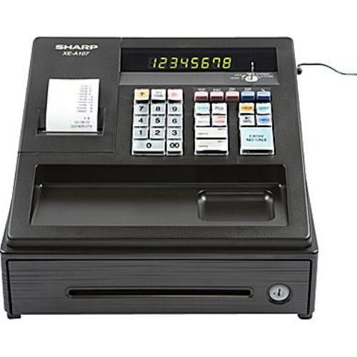 New Sharp XEA107 Cash Register 80 PLUs, 4 Clerks, 8 Dept, w/warranty
