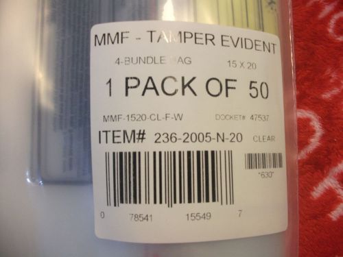 MMF Four Bundle Capacity Tamper-Evident Cash Bags 15 x 20 Clear 250 Bags per Box
