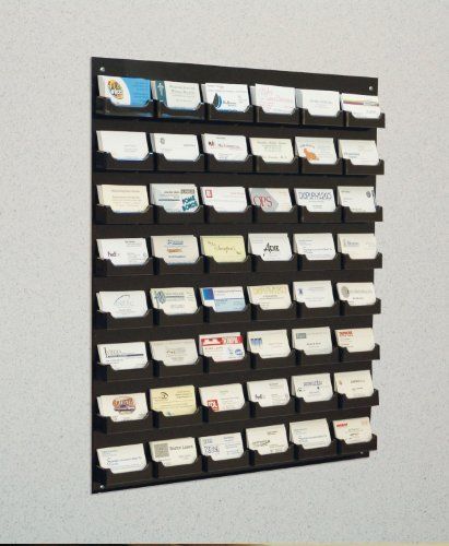 New Wall Mount Business Card Holder 48-Pocket Rack Black Acrylic Free Shipping
