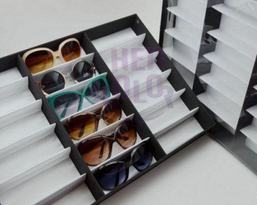 18pc Vertical Portable Sunglass Covered Display Tray Standup Sunglasses Rack New