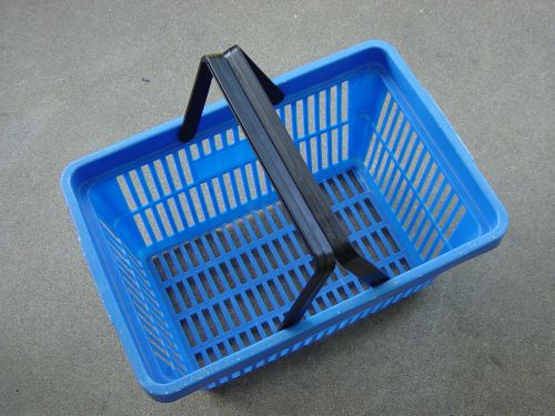 Blue Garden Tote Shopping Basket EZ Grip Plastic Handle Farmers Market Produce