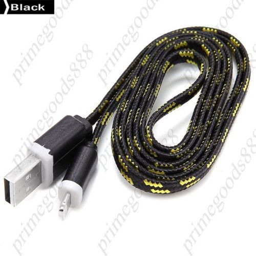 1m Braided Noodle Cord Lightning Charge Data Sync Cable Charger Chargers Black