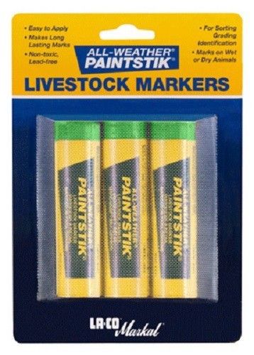 Laco Markal Paintstik, 6 Pack, Fluorescent Green, All Weather, Livestock Marker