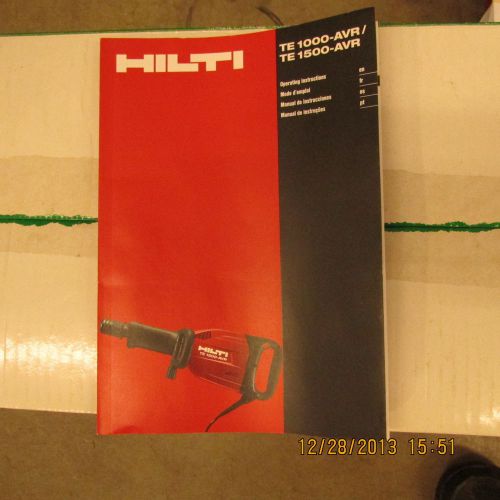 HILTI bare operation manual instruction for TE-1000 or 1500 jack hammer NEW