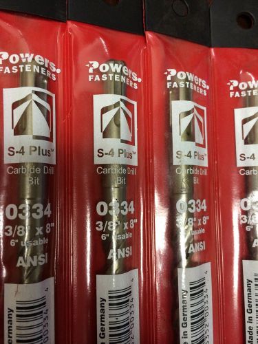 Power Fasteners S-4 Plus Carbide Drill 0334 3/8&#034;X8&#034; with 6&#034; usable ANSI