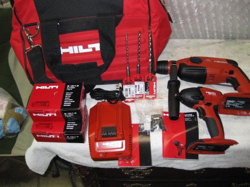 Hilti Cordless Combo Rotary Hammer Impact BATERIES and Charger 9 pieces
