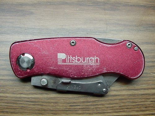 Pittsburgh utility knife box cutter tool red used with clip for sale