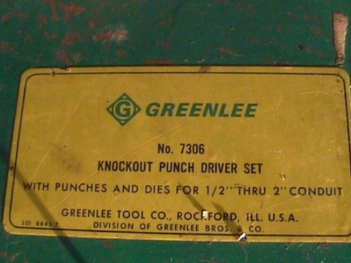 GREENLEE 7306 Hydraulic Knockout Punch Driver Set With Punches and misc spacers
