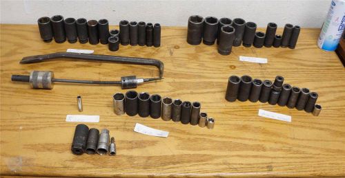 LARGE 36 POUND LOT OF AMERICAN / METRIC 1/2 3/8 ++ INCH DRIVE IMPACT SOCKETS E23