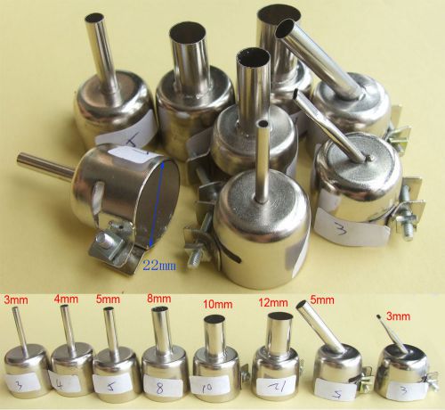 8pc nozzle for soldering station hot air gun ics processors ?3/4/5/8/10/12/5/3mm for sale