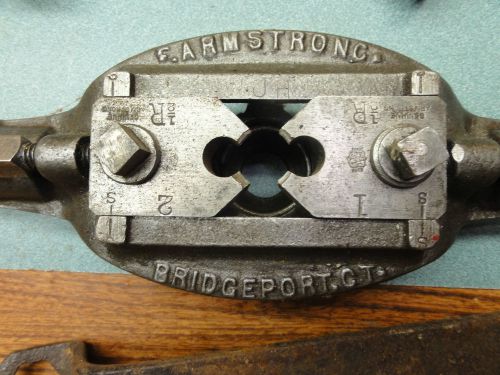 vintage ARMSTRONG BRIDGEPORT PIPE  threader TAP AND DIE SET  exactly as in photo