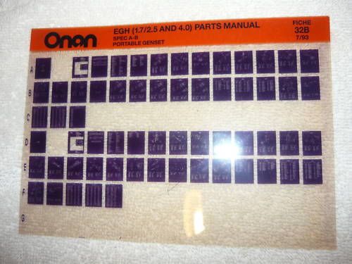 Onan EGH Spec A-B Port Genset Parts Manual Microfiche
