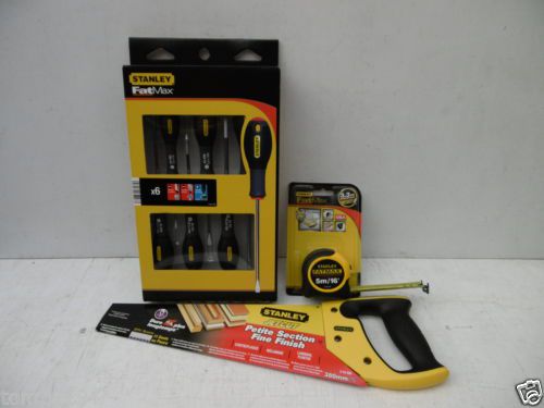 Stanley 3pce tool kit 5m fatmax tape measure 6pce screwdriver set &amp; jetcut saw for sale