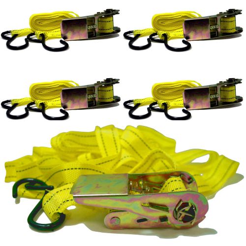 FREE SHIPPING Four (4) 1&#034;x 15&#039; Ft RATCHET Tie Down Strap Hauling US SELLER ~ NEW