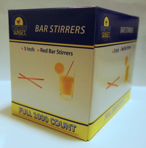 5&#034; Red coffee cocktail bar stirrer sip straws swizzle stick- 1,000 Ct.