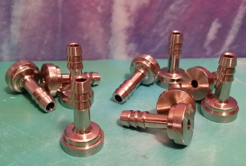 10 Stainless Steel 3/16&#034; id Barbed Sanitary Tail Piece Fitting Beer Line Nipple