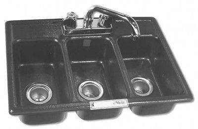 Three compartment drop-in mini sink nfs approved  triple concession new for sale
