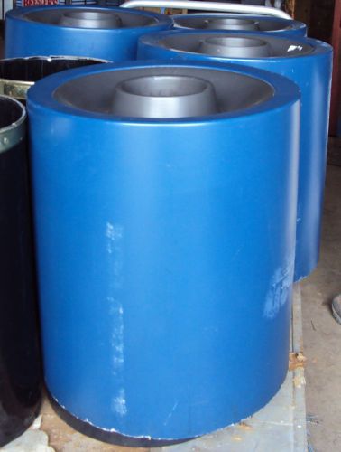 USED BLUE GARBAGE CAN WASTE RECEPTACLE TOP HOLE