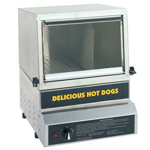 Gold medal hot dog steamer &amp; bun warmer, 50 hot dog capacity, glass front, 8150 for sale