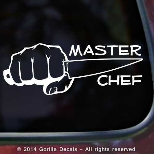 MASTER CHEF Cook Knife Decal Sticker Car Laptop Window Sign WHITE BLACK PINK