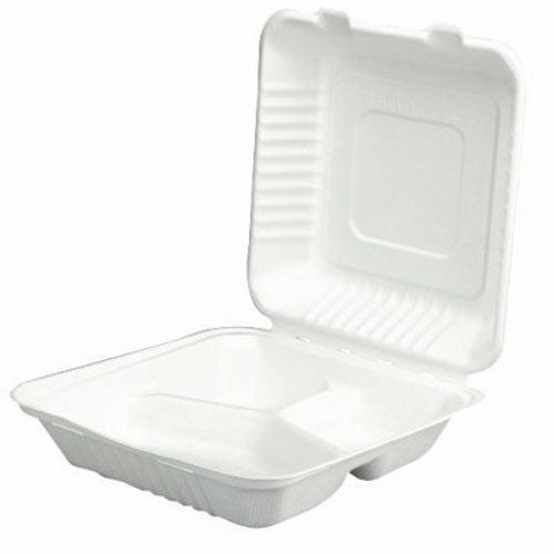 3 Compartment Molded Fiber Clamshell Containers, 200 Containers (SCH 18940)