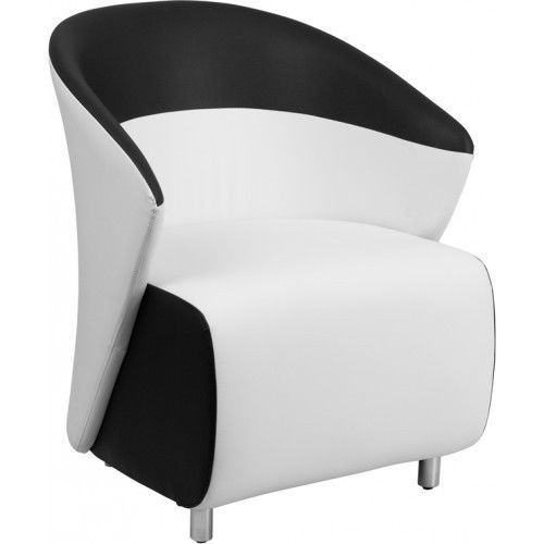 Flash Furniture ZB-3-GG White Leather Reception Chair with Black Detailing